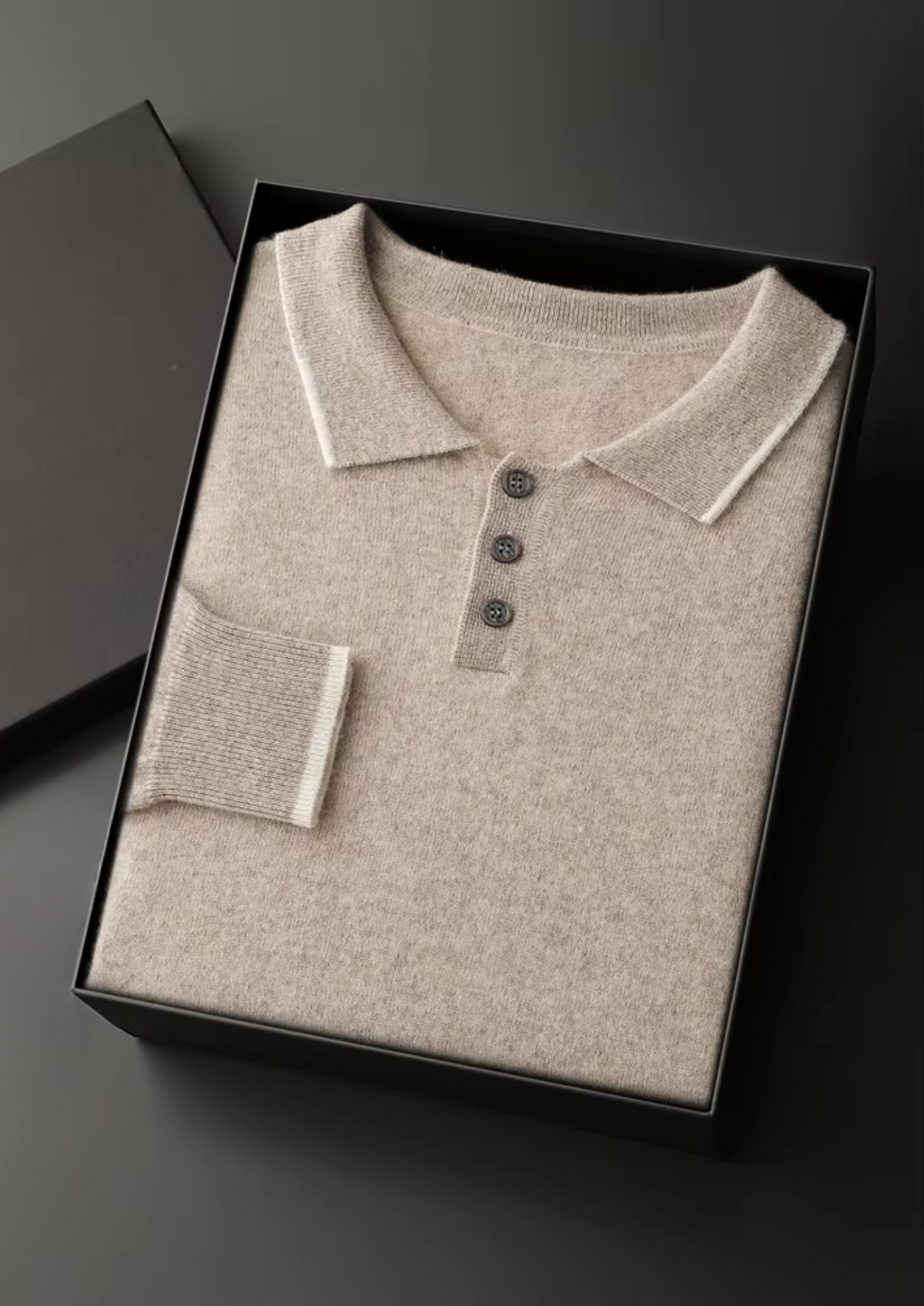 Premium Cashmere Two Tone Button Polo | Auremmont