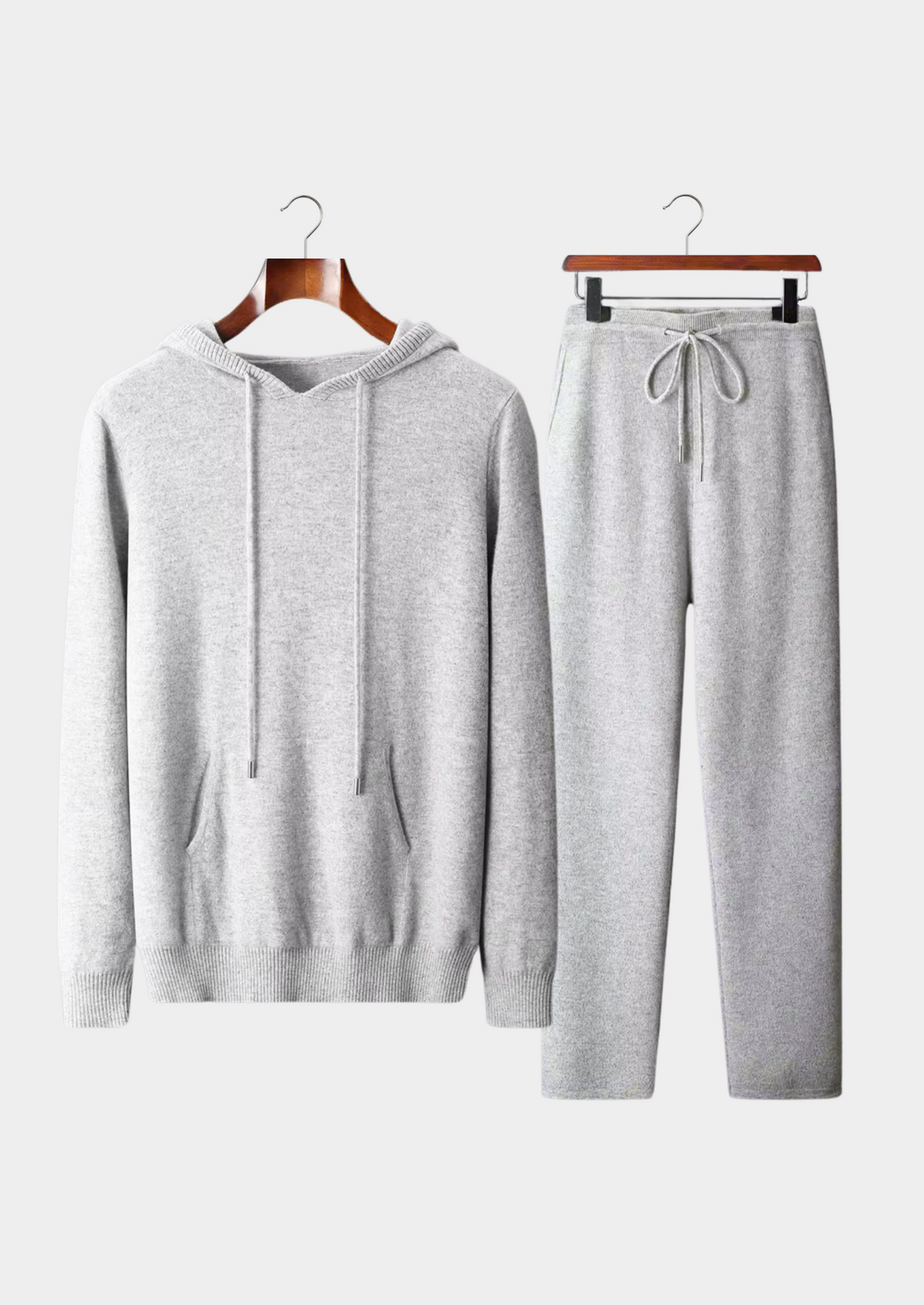 Pure Extra-Fine Merino Wool Light Gray Savro Set | Auremmont