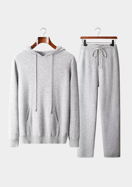 Pure Extra-Fine Merino Wool Light Gray Savro Set | Auremmont