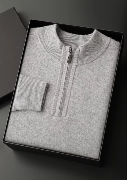 Premium Cashmere Essential Half-Zip Sweater | Auremmont