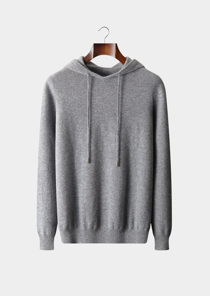 Pure Extra-Fine Merino Wool Light Gray Leisure Hoodie | Auremmont