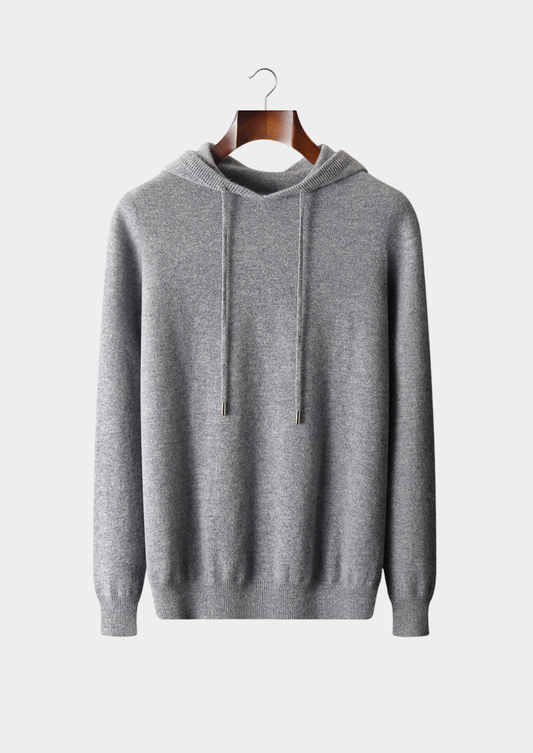 Pure Extra-Fine Merino Wool Light Gray Leisure Hoodie | Auremmont