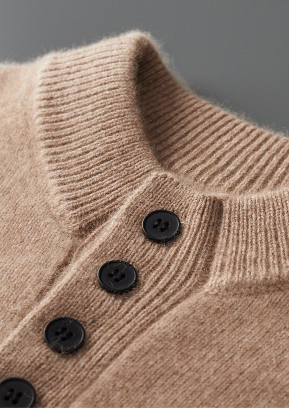 Pure Cashmere Beige Button Sweater | Auremmont