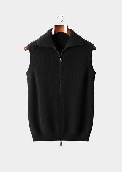 Pure Cashmere Black Body Warmer Vest | Auremmont