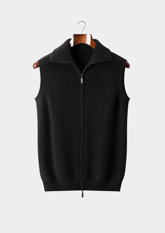 Pure Cashmere Black Body Warmer Vest | Auremmont