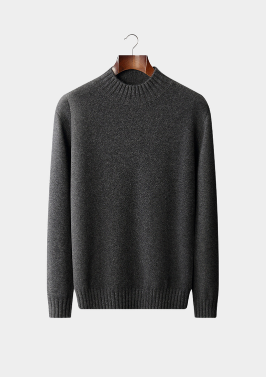 Pure Cashmere Dark Gray Mockneck Sweater | Auremmont