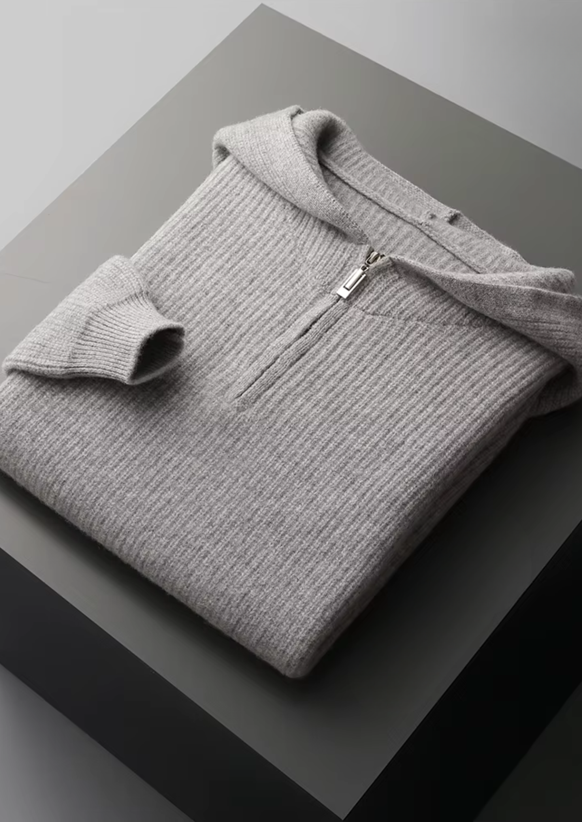 Pure Extra-Fine Merino Wool Half Zipper Hoodie | Auremmont