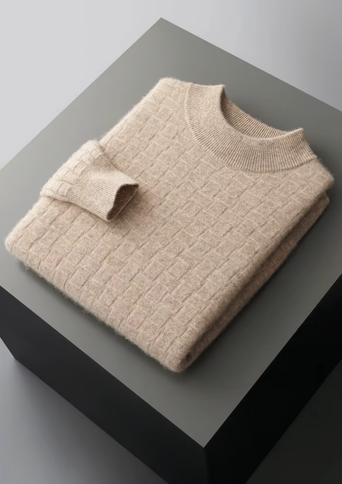 Pure Extra-Fine Merino Wool Textured Mockneck | Auremmont
