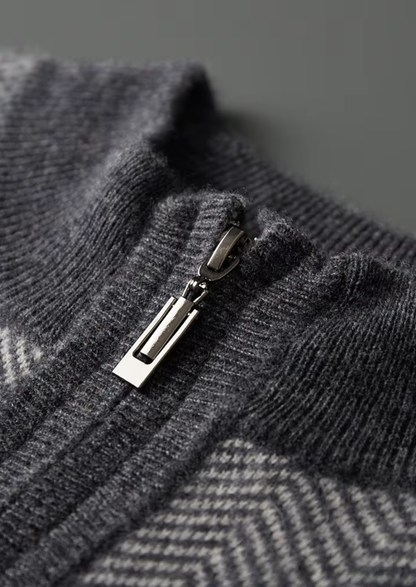 Pure Extra-Fine Merino Wool Gray Herringbone Set | Auremmont