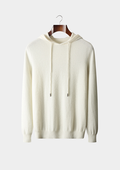 Pure Extra-Fine Merino Wool Ivory Leisure Hoodie | Auremmont