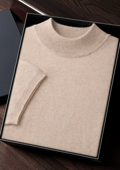 Premium Cashmere Mock Neck T-Shirt