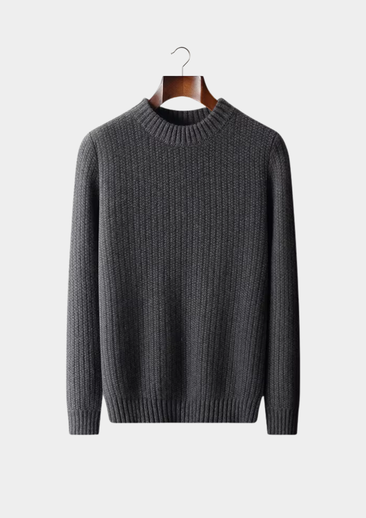 Pure Cashmere Dark Gray Heavyweight Crewneck | Auremmont