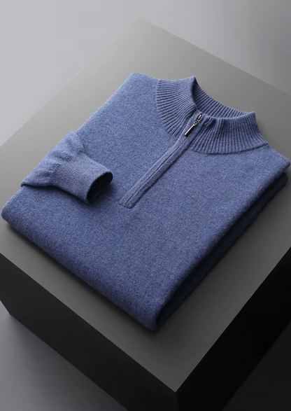 Pure Extra-Fine Merino Wool Half Zip Sweater | Auremmont