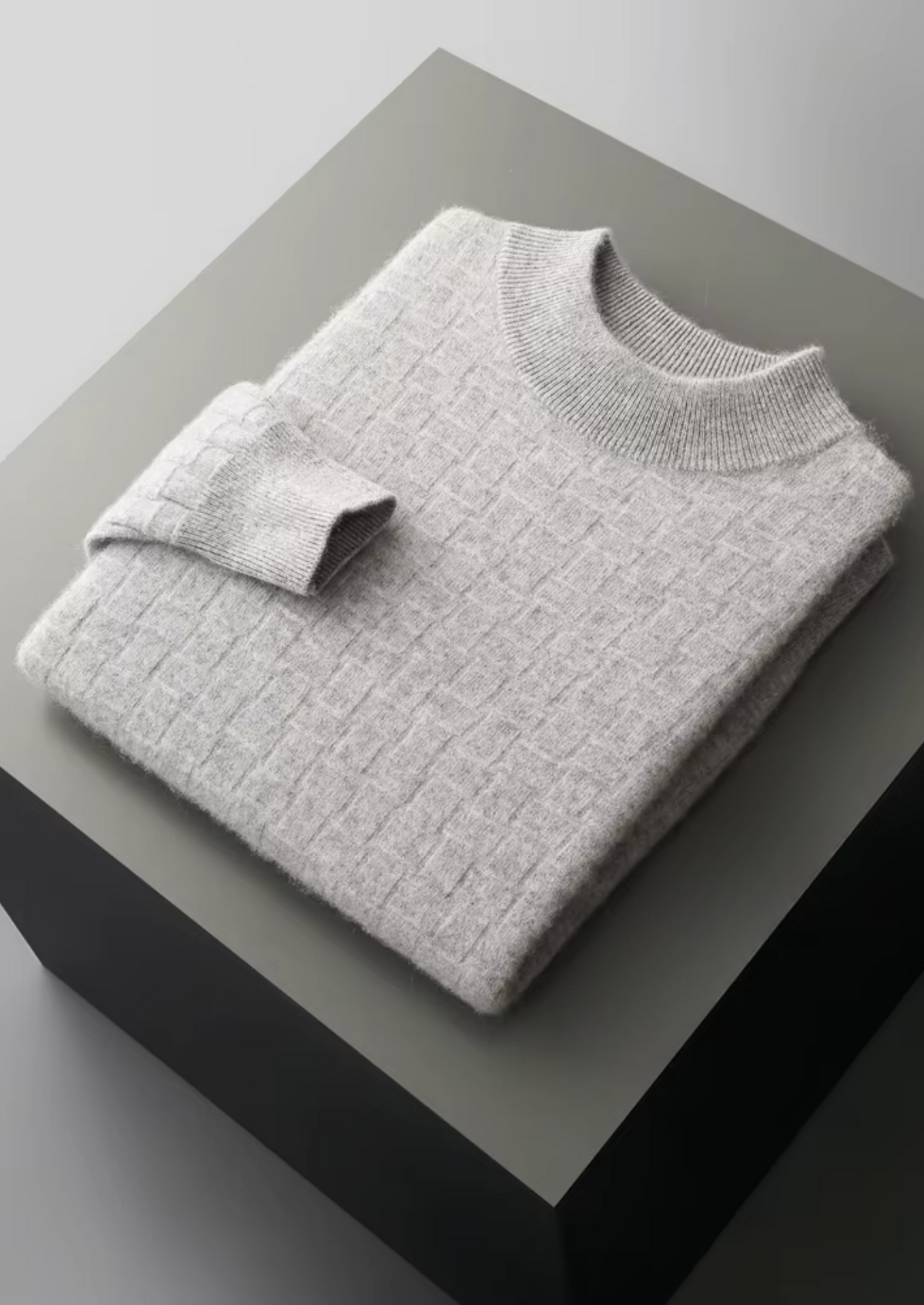 Pure Extra-Fine Merino Wool Textured Mockneck | Auremmont