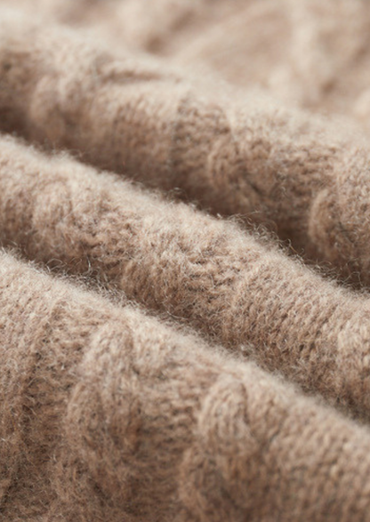 Pure Cashmere Beige Cable Half Zip Sweater | Auremmont