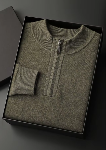 Premium Cashmere Essential Half-Zip Sweater | Auremmont