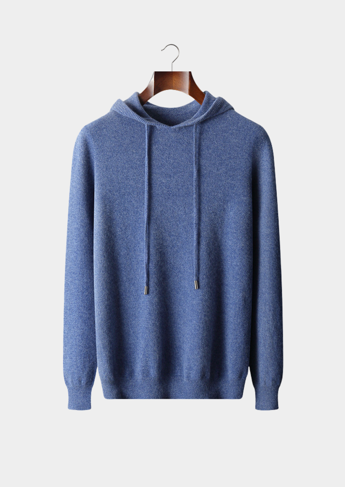 Pure Extra-Fine Merino Wool Sea Blue Leisure Hoodie | Auremmont
