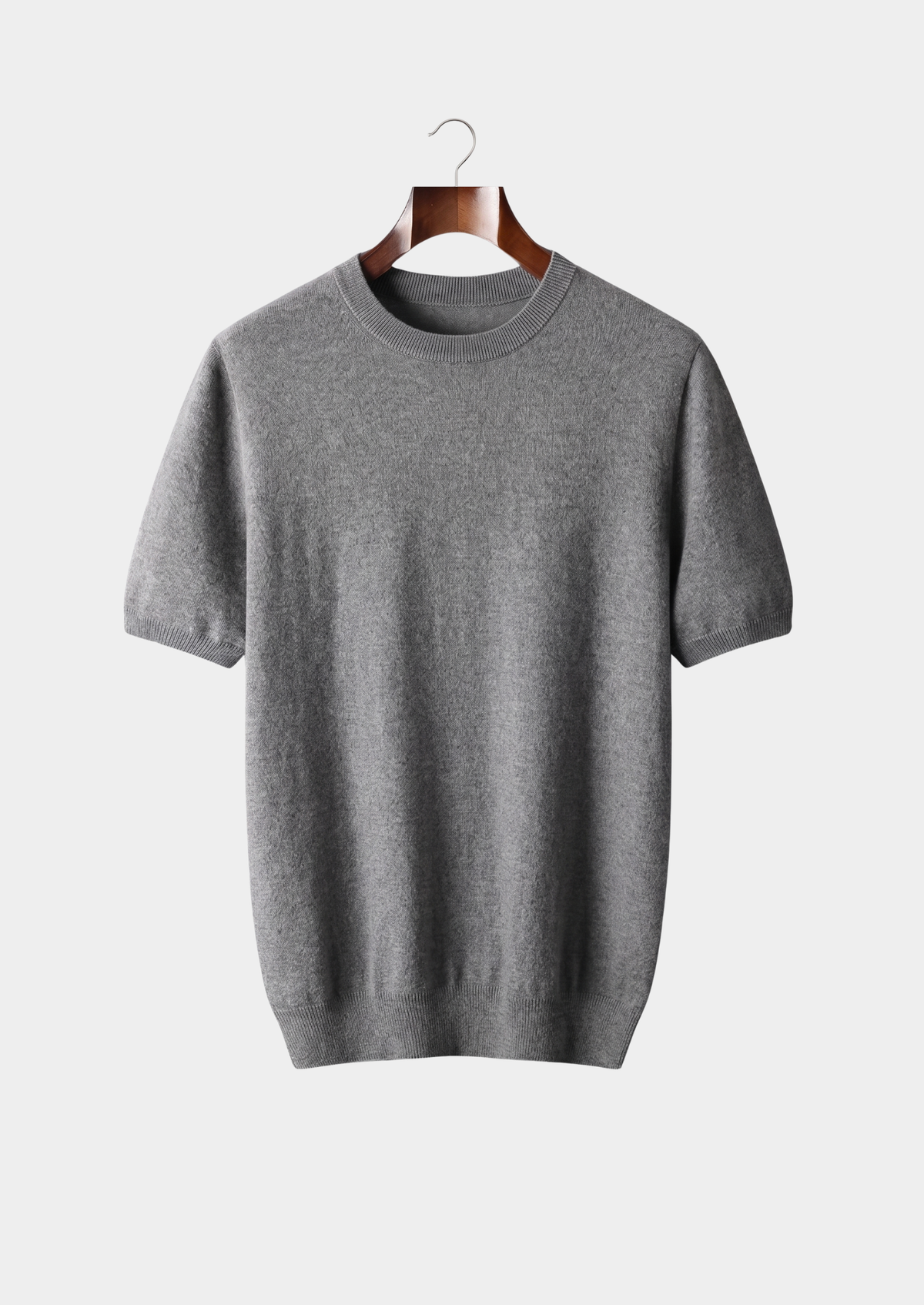 Premium Cashmere Classic Crewneck T-Shirt - Dark Gray | Auremmont