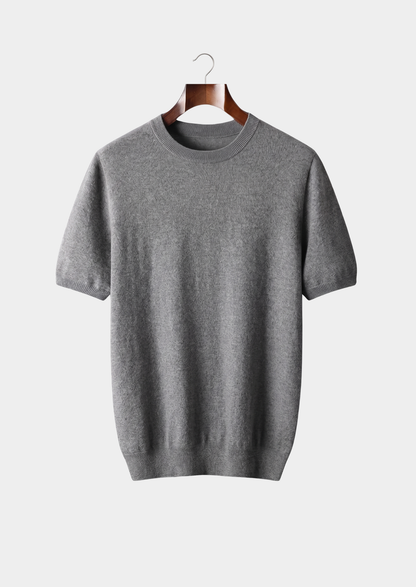 Premium Cashmere Classic Crewneck T-Shirt - Dark Gray | Auremmont