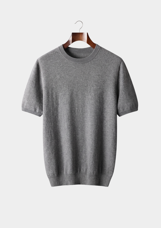 Premium Cashmere Classic Crewneck T-Shirt - Dark Gray | Auremmont