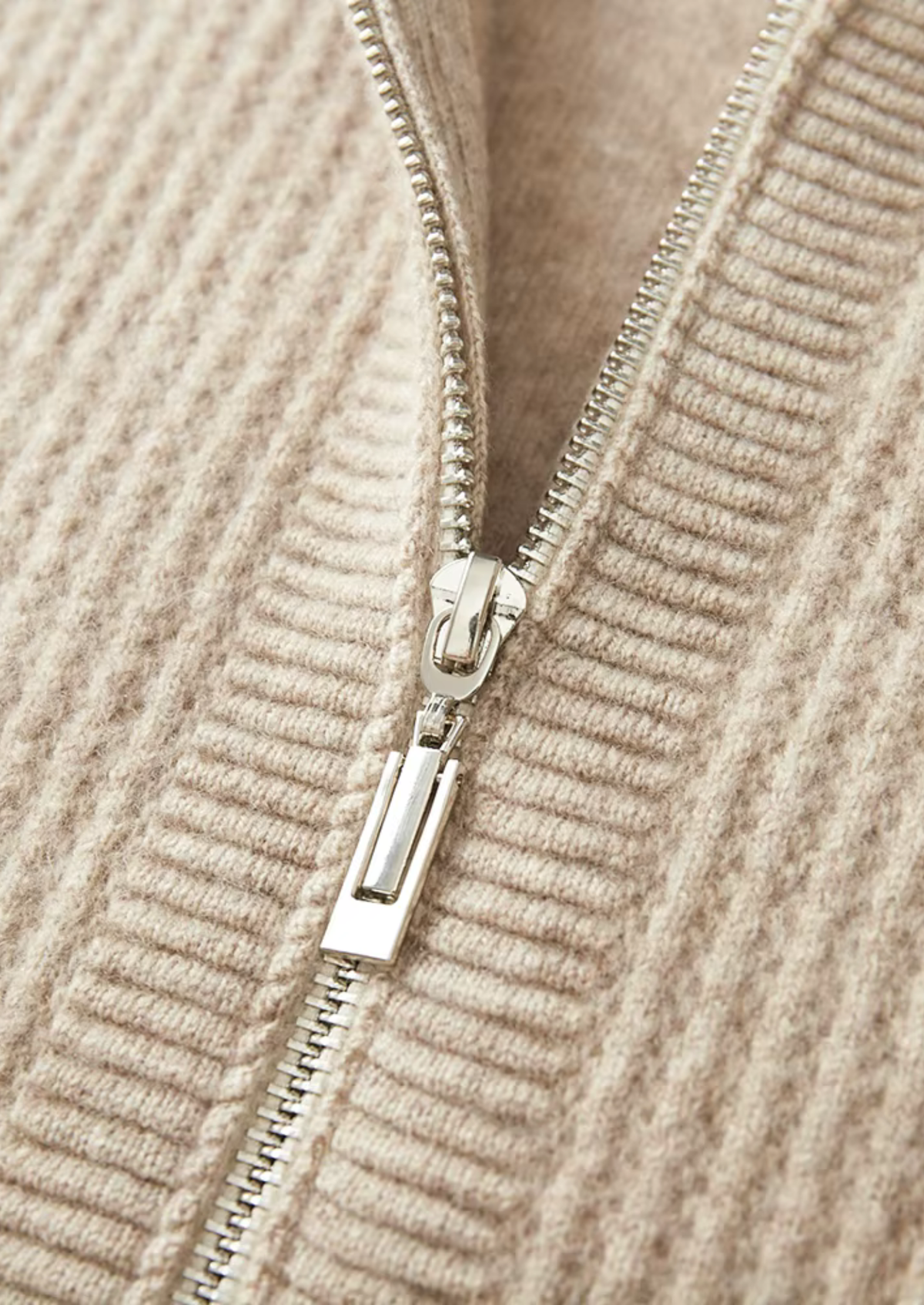 Pure Extra-Fine Merino Wool Ribbed Zipper Hoodie | Auremmont