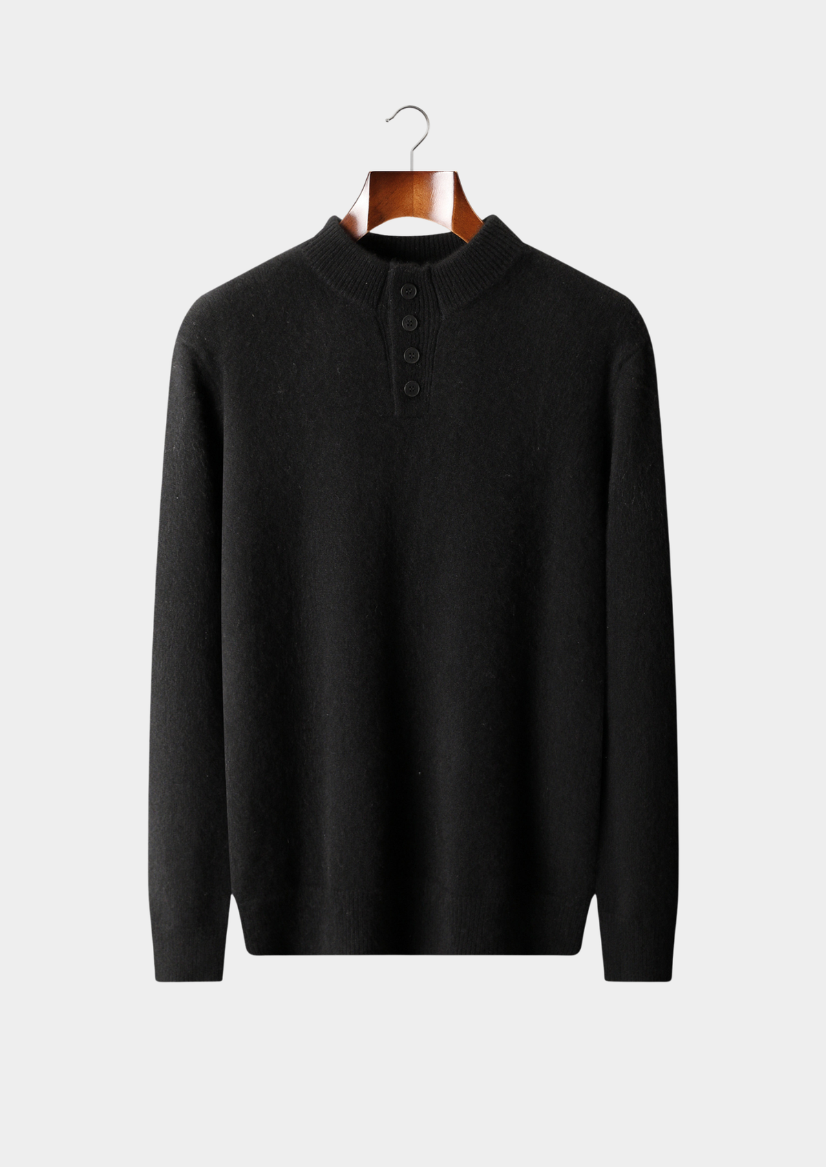 Pure Cashmere Black Button Sweater | Auremmont