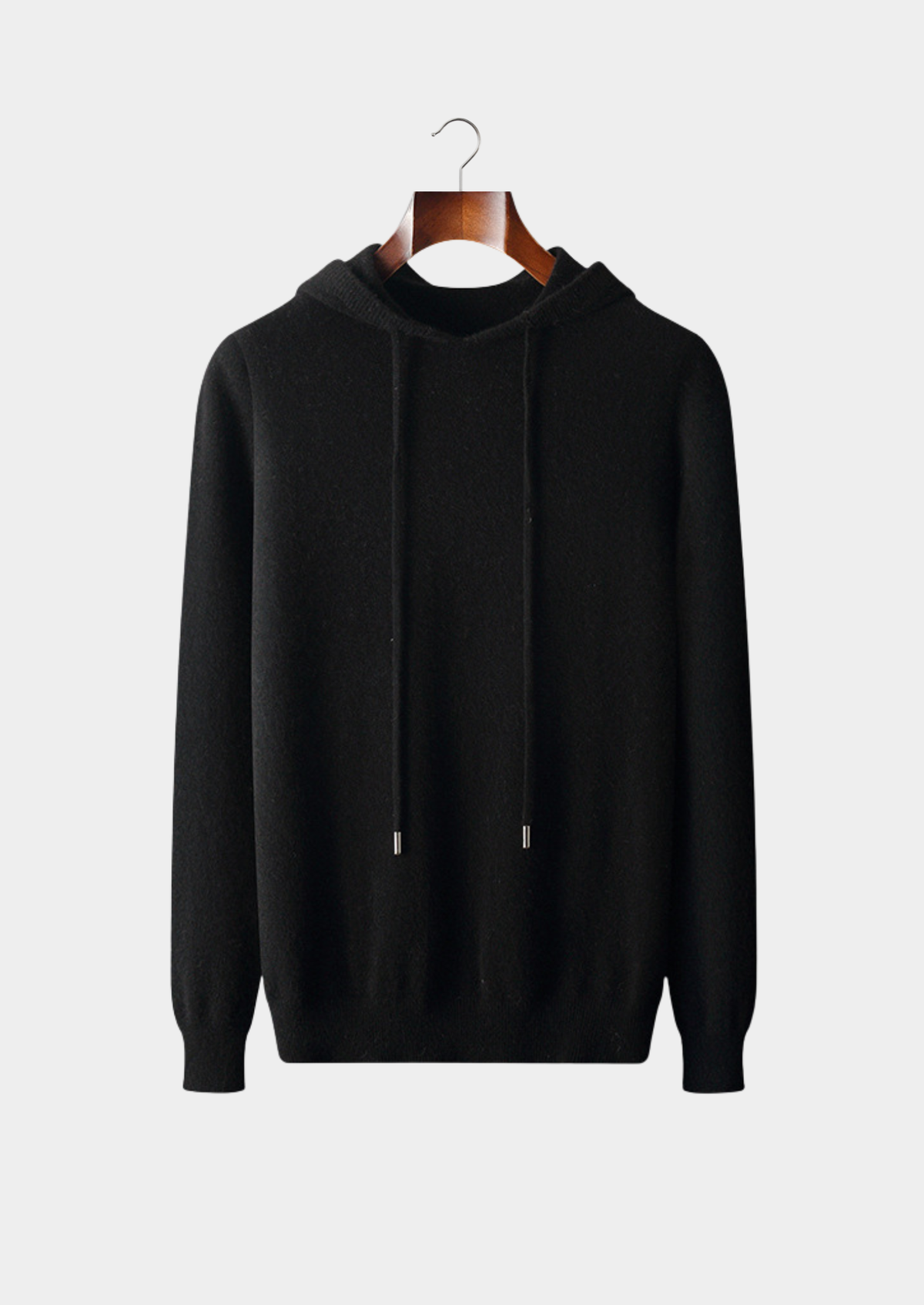 Pure Extra-Fine Merino Wool Black Leisure Hoodie | Auremmont