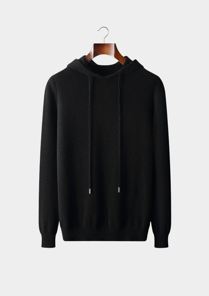 Pure Extra-Fine Merino Wool Black Leisure Hoodie | Auremmont