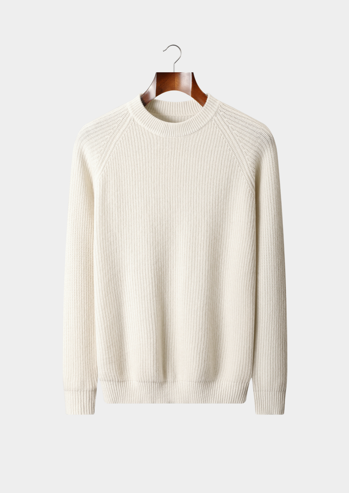 Pure Extra-Fine Merino Wool Ribbed Raglan Crewneck | Auremmont