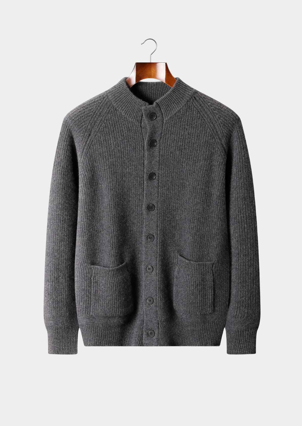 Pure Cashmere Dark Gray Button Overshirt | Auremmont