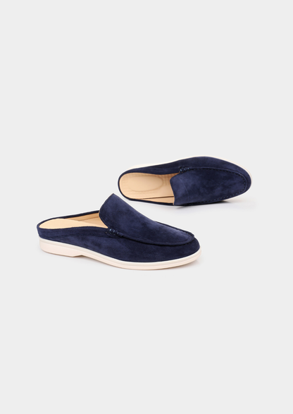 Navy Blue Marina Suede Slipper | Auremmont