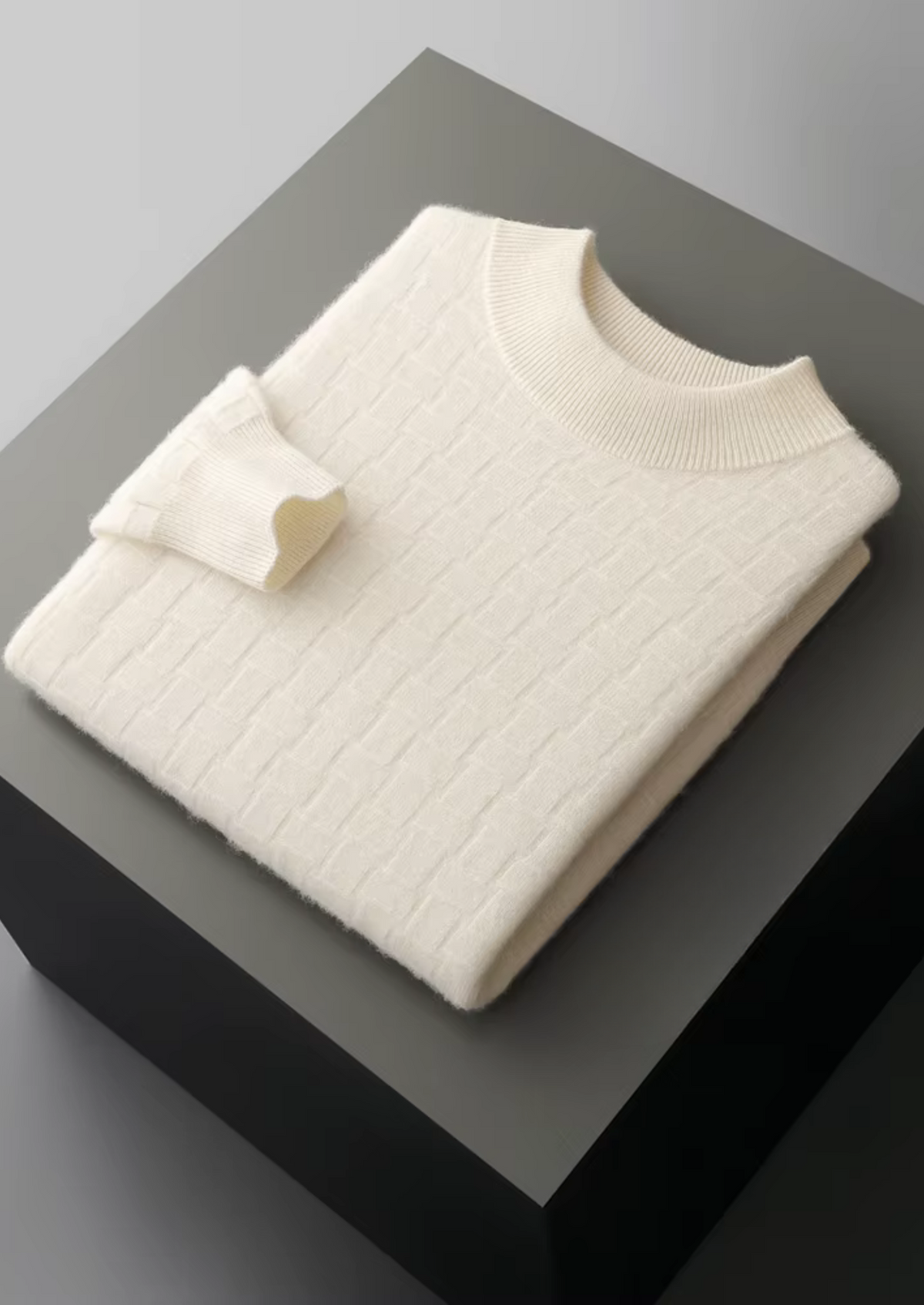 Pure Extra-Fine Merino Wool Textured Mockneck | Auremmont