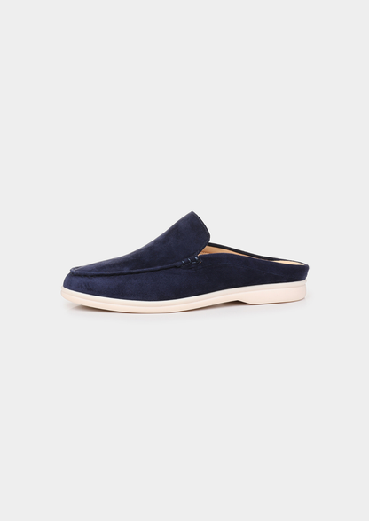 Navy Blue Marina Suede Slipper | Auremmont