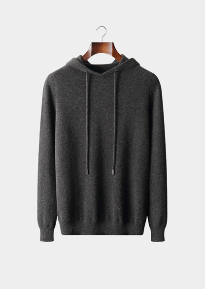 Pure Extra-Fine Merino Wool Dark Gray Leisure Hoodie | Auremmont