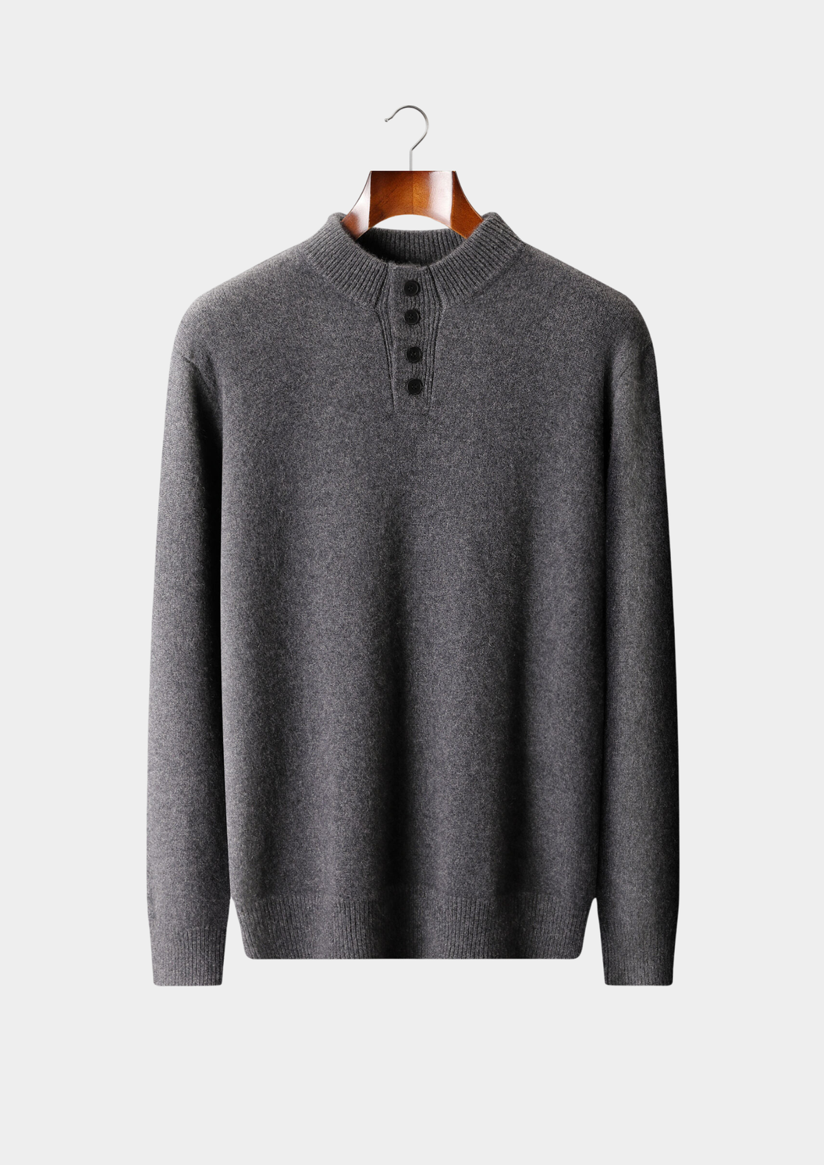 Pure Cashmere Dark Gray Button Sweater | Auremmont
