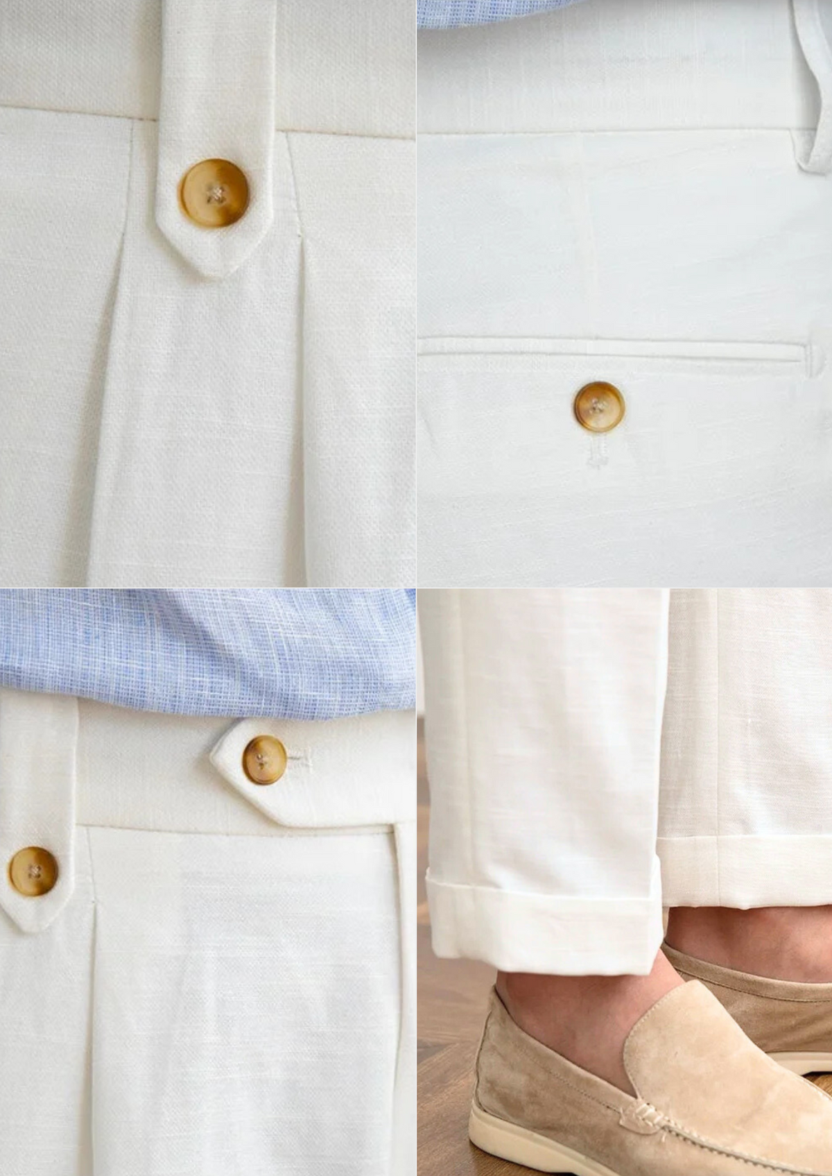 Cagliari Pleated Coastal Trousers - White | Auremmont