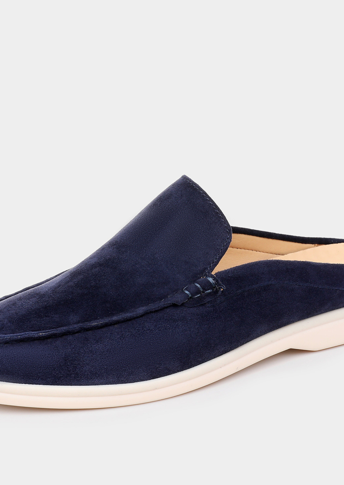 Navy Blue Marina Suede Slipper | Auremmont