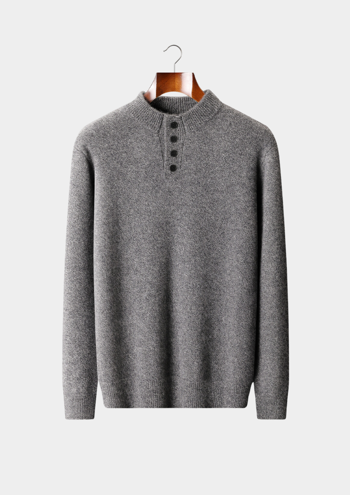 Pure Cashmere Light Gray Button Sweater | Auremmont