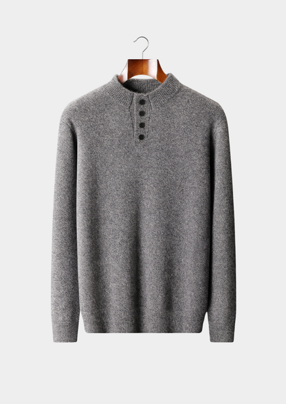 Pure Cashmere Light Gray Button Sweater | Auremmont