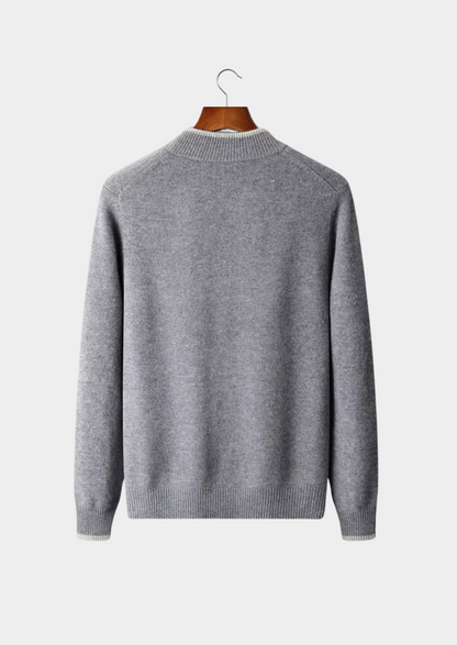 Pure Extra-Fine Merino Wool Two-Tone Zip Cardigan | Auremmont