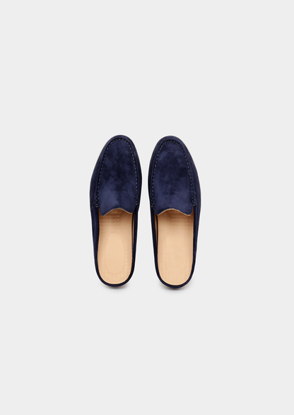 Navy Blue Marina Suede Slipper | Auremmont