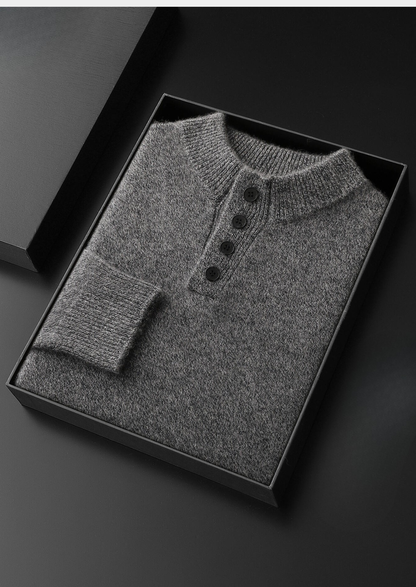 Pure Cashmere Light Gray Button Sweater | Auremmont