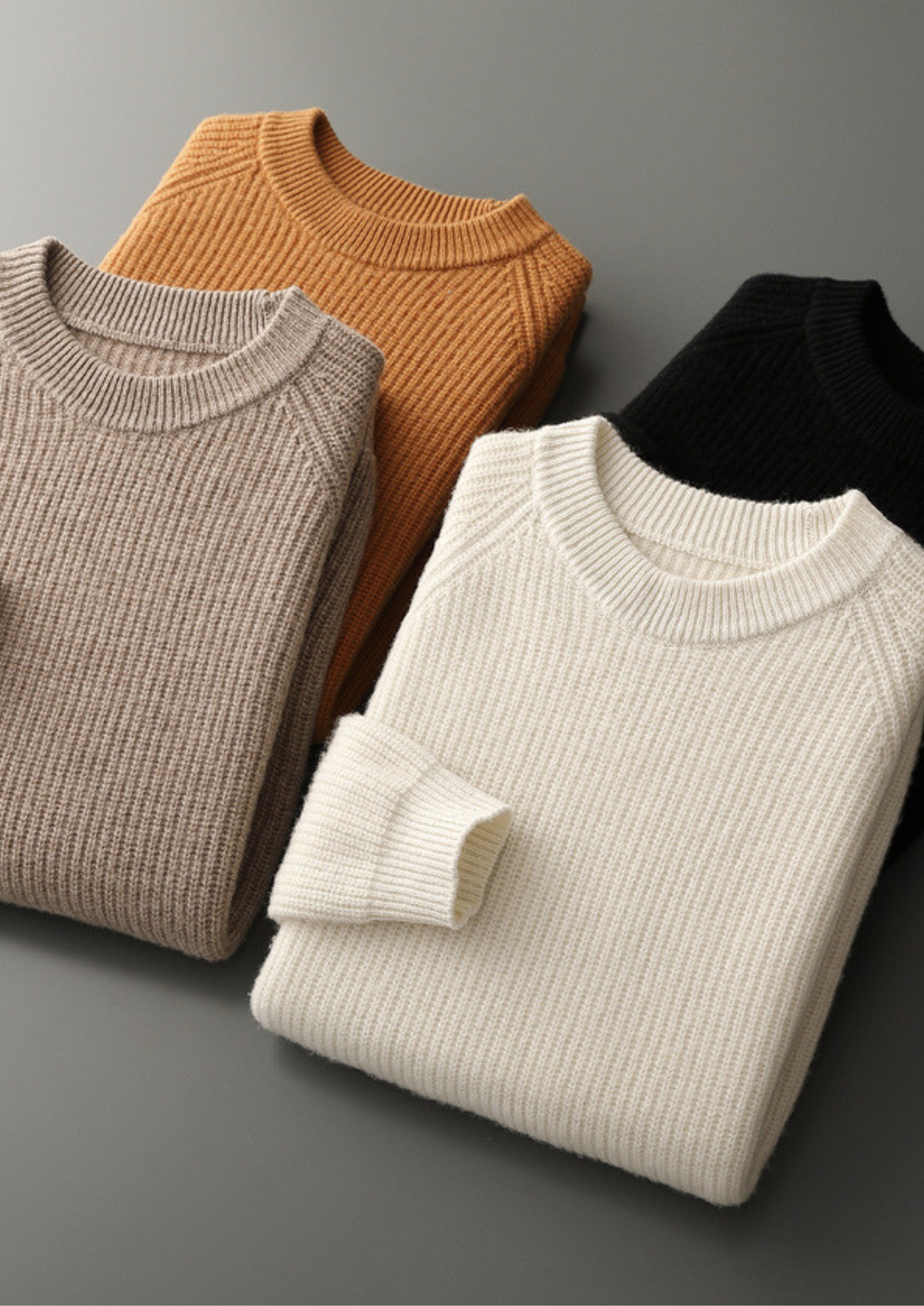 Pure Extra-Fine Merino Wool Ribbed Raglan Crewneck | Auremmont