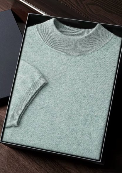Premium Cashmere Mock Neck T-Shirt