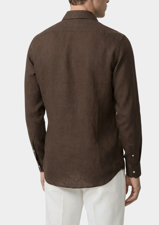 Portofino Coastal Shirt - Dark Brown | Auremmont