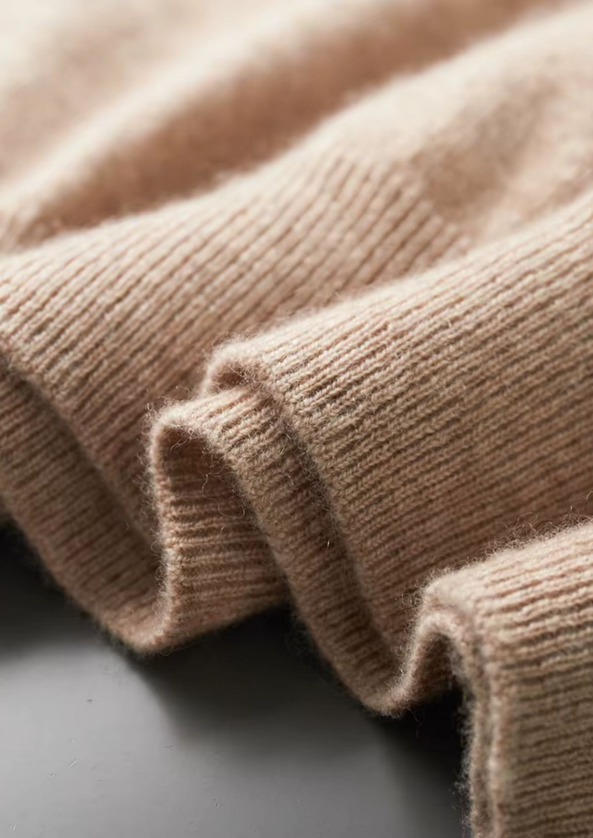 Premium Cashmere Classic Crewneck T-Shirt - Light Beige | Auremmont
