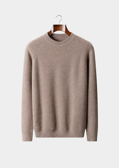 Pure Extra-Fine Merino Wool Ribbed Raglan Crewneck | Auremmont