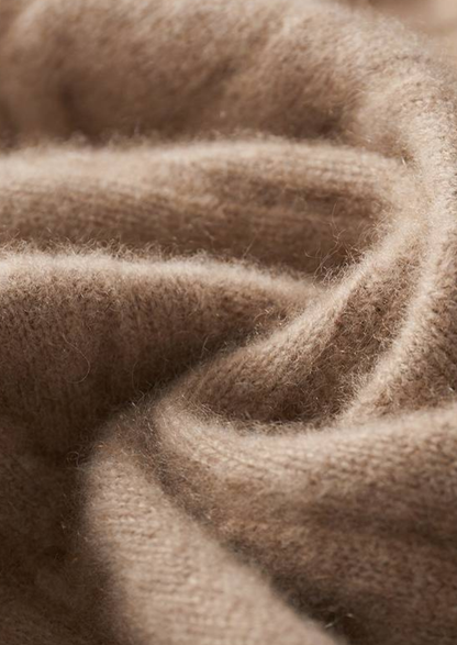 Pure Cashmere Sand Cable Knit Hoodie | Auremmont