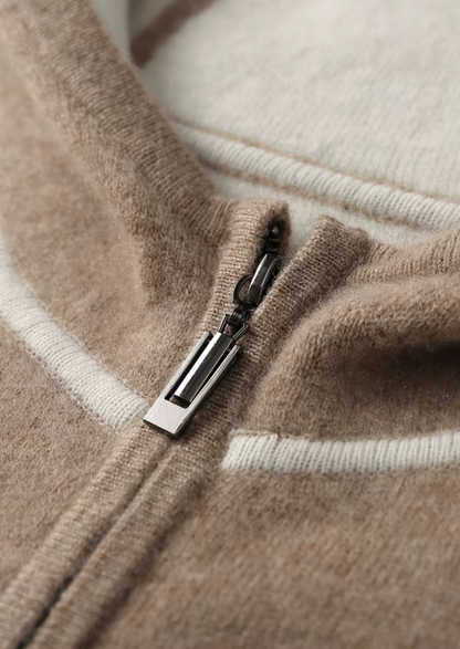 Premium Cashmere Two Tone Zipper Hoodie | Auremmont