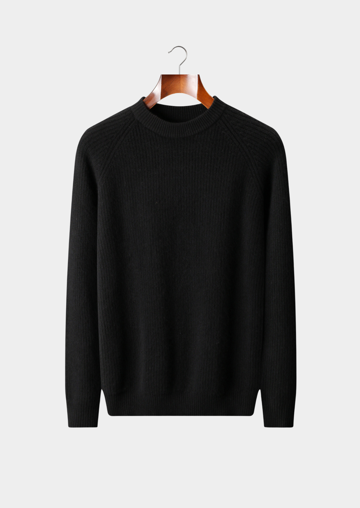 Pure Extra-Fine Merino Wool Ribbed Raglan Crewneck | Auremmont